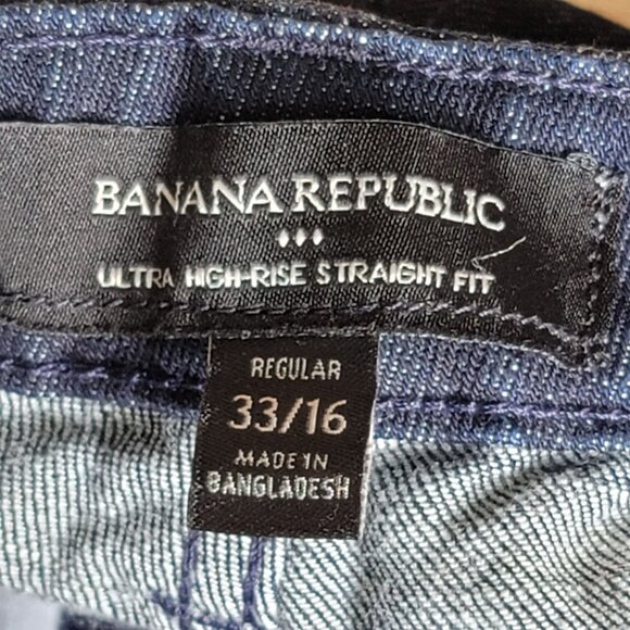 Banana Republic High-Rise Straight-Fit Dark Wash Denim Jeans. Size 33/16 - Picture 5 of 6